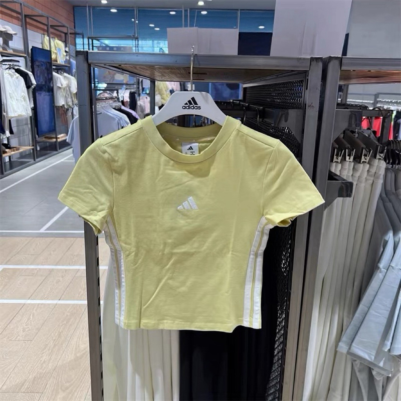 Wenwen Genuine Adidas New Women's Three-Stripe Slim-Fit Short-Sleeve Casual T-Shirt Je1246
