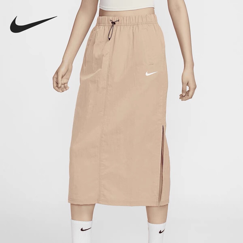 Authentic Nike Women's New Small Logo Quick-Drying Woven Skirt with Slit Half Skirt Dm6250-200