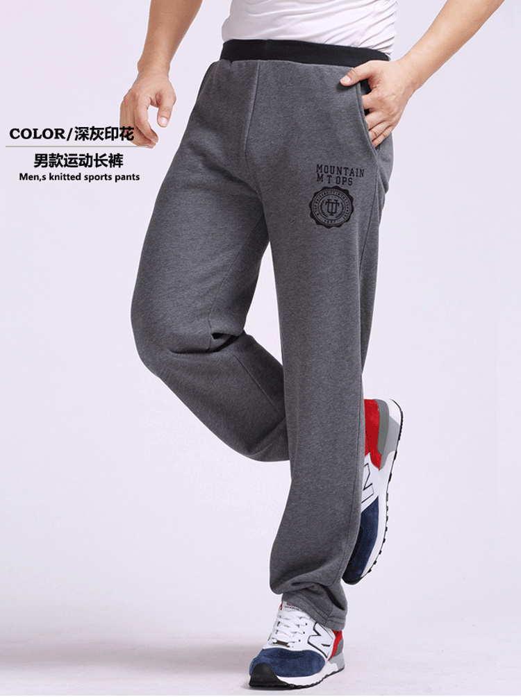 Mùa xuân và mùa thu quần thể thao nam cộng với nhung dày thường mặc quần mỏng thoáng khí quần cotton co giãn thẳng eo quần Quần Wei quần vải nam