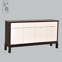  New Chinese style solid wood entrance cabinet Modern Chinese style foyer Zen decoration cabinet Living room storage dining side cabinet furniture customization
