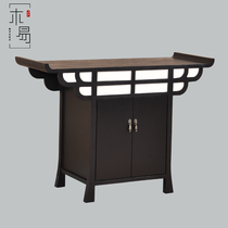  New Chinese style solid wood entrance cabinet Simple modern storage entrance desk Living room end view desk Foyer Zen decorative side cabinet