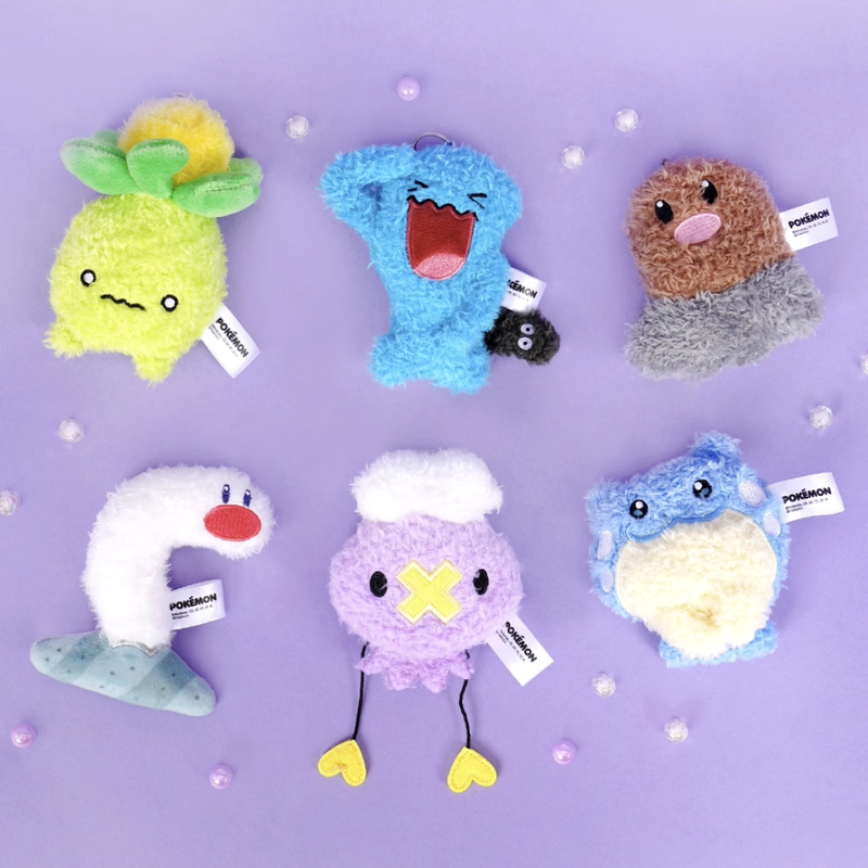 Korean Pokémon Official Products: Sealsaur, Mini Fidog, and Piplup Flat Fluffy Plush Keychain