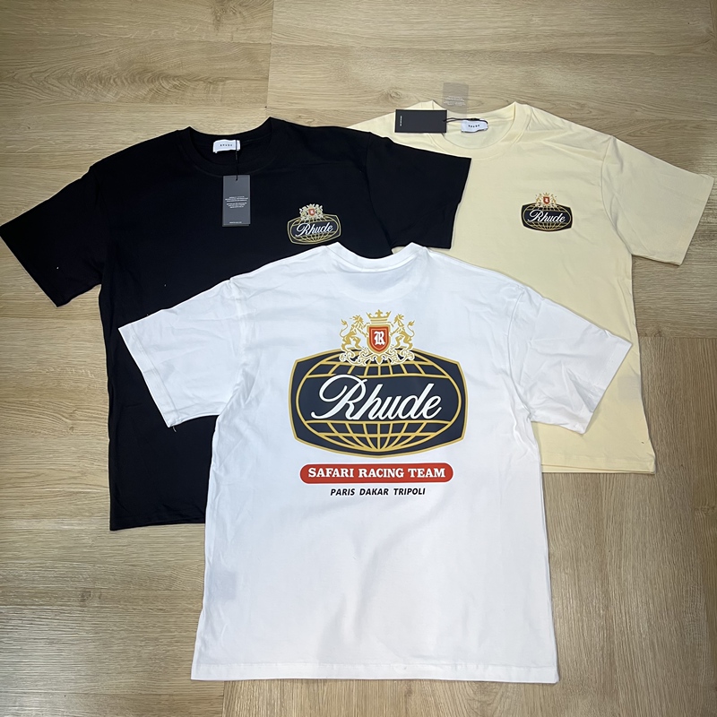 Rhude 26Ss New Logo Global Letter Print Unisex American High Street Short-Sleeve Summer Cross-Border T-Shirt Trendy Rhude 26Ss New Logo Global Letter Print Unisex American High Street Short-Sleeve Summer Cross-Border T-Shirt Trendy