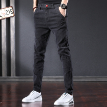 Black jeans mens Spring and Autumn New Korean trend slim foot pants mens high-end stretch casual trousers