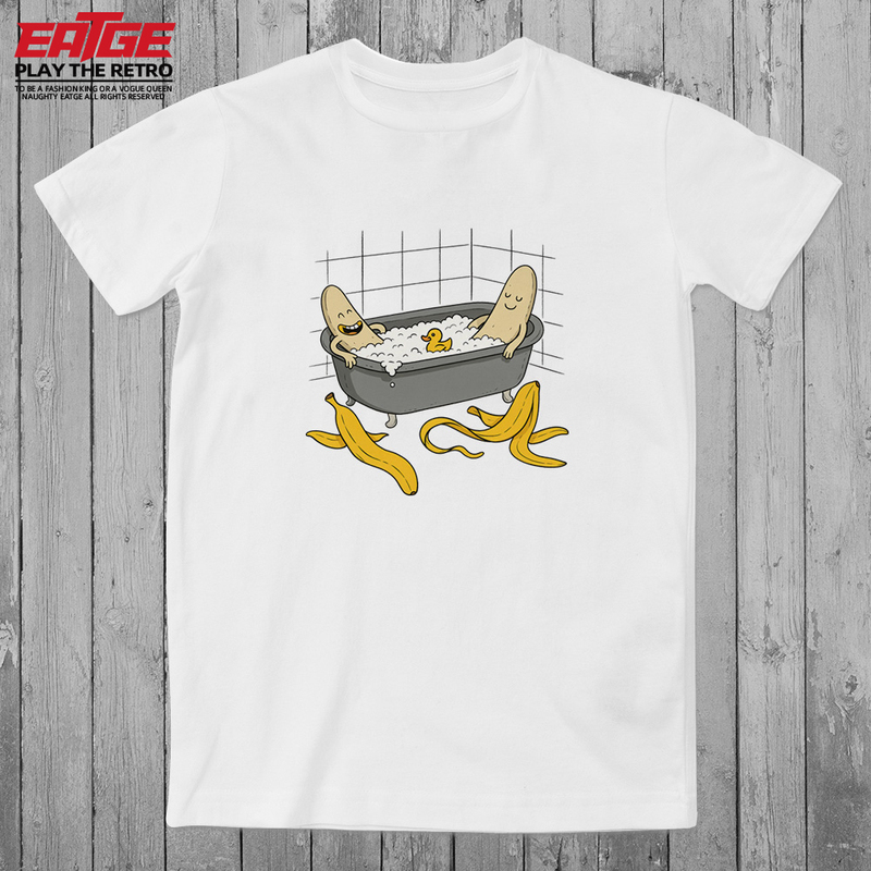 Banana's Bath Time T-Shirt Designer Original Quirky Tee Pure Cotton Trendy Brand Creative Oversized Loose Fit T-Shirt