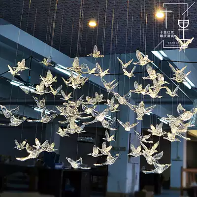 New wedding stage suspended ceiling decoration Wedding props decoration suspended ceiling hanging acrylic bird transparent hummingbird bird