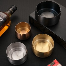 Thickened stainless steel ashtray simple windproof large home living room office ashtray anti-flying ash anti-fall smoke cup