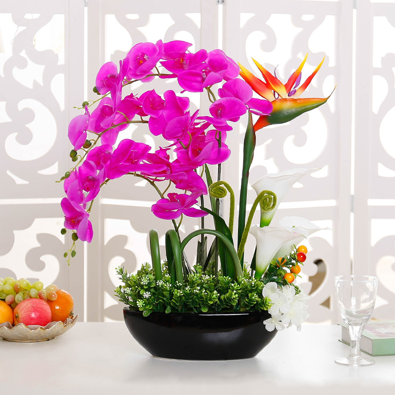 Phalaenopsis Artificial Flower Set Home Living Room Coffee Table