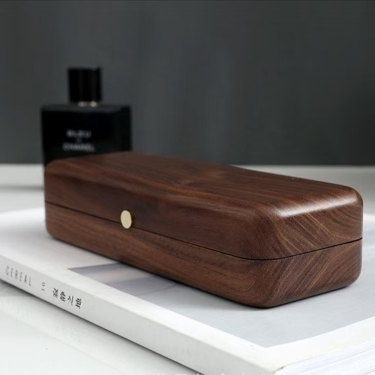 North American Black Walnut Solid Wood Literary Portable Glasses Case Retro Sunglasses Jewelry Storage Box Gift