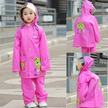 Pants suit rain shoes 2-piece set with school bag waterproof 7 big boys and girls primary school students split childrens raincoat rain