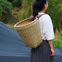 Back basket bamboo weaving agricultural large old-fashioned national style hand-backed blue back basket basket bamboo weaving back shopping vegetable picking back 篼