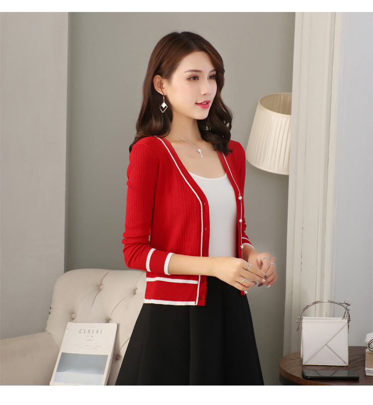 Áo len mới mùa xuân và mùa thu áo len nữ ngắn điều hòa áo sơ mi áo len rộng mùa hè áo khoác rộng kích thước bên ngoài áo len kiểu hàn quốc cực đẹp