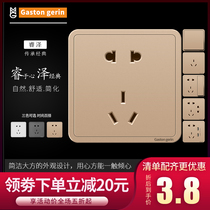 86 switch socket panel gold household porous 1 single open double control concealed 5 five holes with switch USB switch package