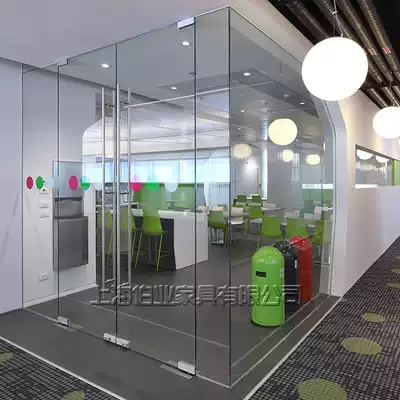 Glass partition wall office mall door 12mm transparent tempered Wall storefront window without border partition wall