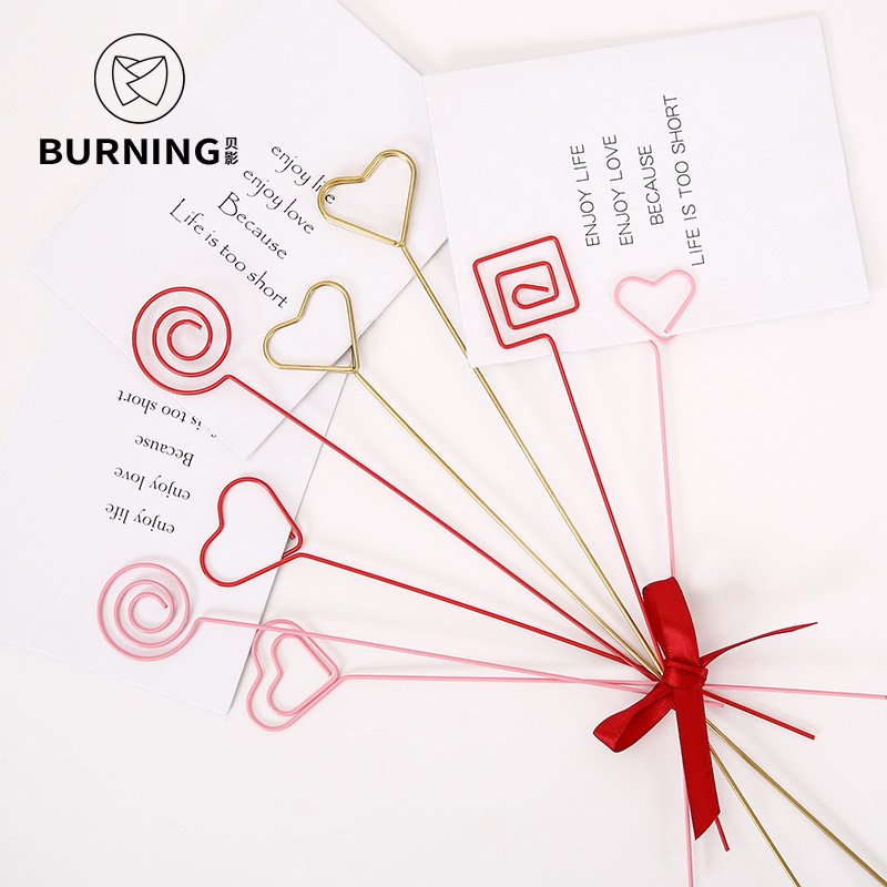 Beiying Metal Greeting Card Clip Blessing Card Fork Flowers Cake Gift Greeting Card Clip Postcard Clip 10 Pack