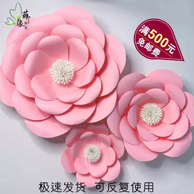 首饰鞋包柜台软装橱窗美陈摄影道具环创立体手工大纸花荷花蔷薇