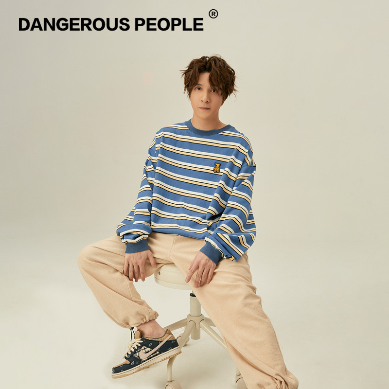 Dangerouspeople Xue Zhiqian DSP paper wombat collection striped round neck thin fashion pullover sweatshirt