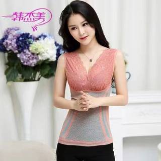 Winter Thermal Vest for Women, Thickened and Fleece-Lined, Body-Shaping Top, Breast-Supporting, Postpartum Nursing Lace Base Shirt
