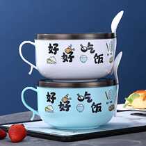 Stainless Steel Bubbling Noodles Bowl with lid size soup Bowl lunch box Students Dormitory Bowls chopsticks Chopsticks Suit Day Style Adult Lunchbox