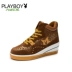 Playboy xác thực giày nữ mùa thu đường phố nêm hoang dã giày ren-up dày dưới cao giày thương hiệu chính thức giày bốt nữ cổ thấp Giày cao gót