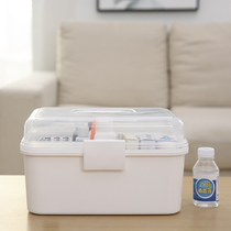 Household medicine box white multi-layer large capacity medicine box School students first aid box drug storage box full set Japanese