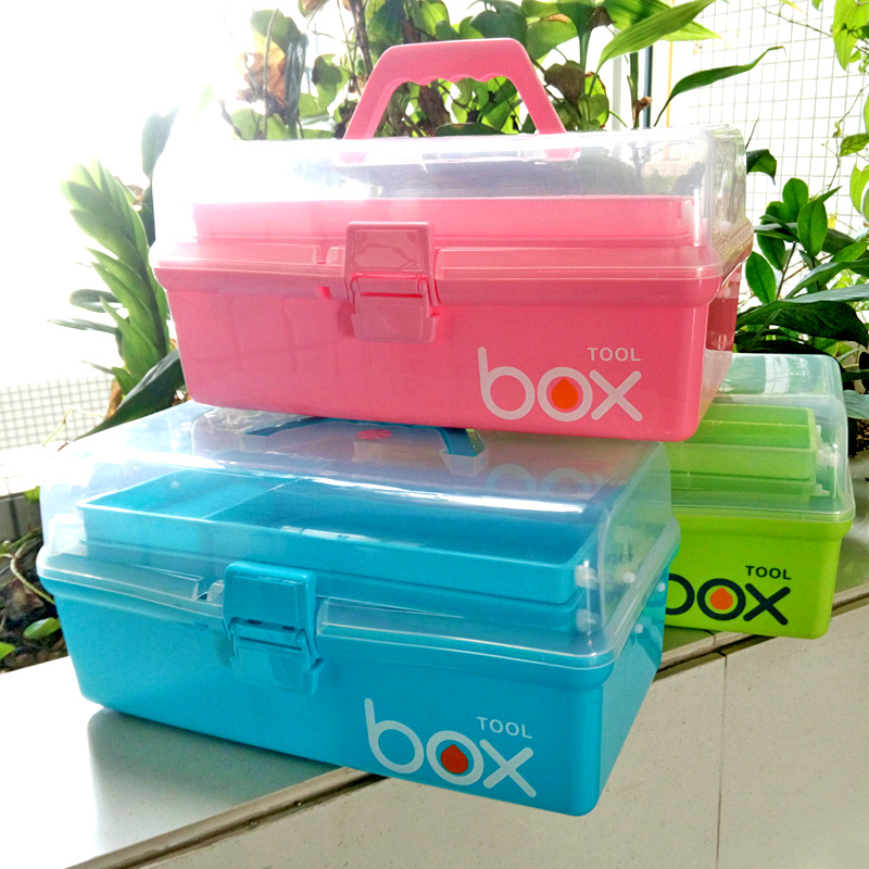 Primary school student art toolbox Multi-functional male and female children's stationery storage box Painting box large three-layer portable