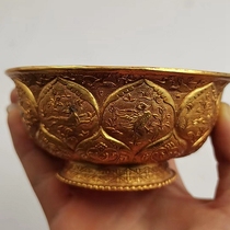 Ancient Play Antique Miscellaneous Collection Great Tang Chaste View Year making of small deer bowls Golden Bowl Handicraft Home Pendulum