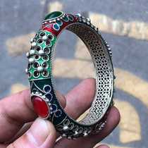 Collection of antiques and miscellaneous items cloisonné red and green bead bracelet made during the Qianlong period of the Qing Dynasty special offer