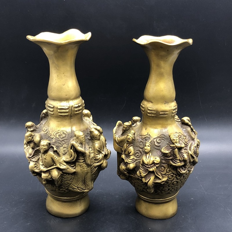 Ancient Playing Antique Miscellaneous Collections Grand Qing Dry Longs 8 cents Vase Pair Price Special Price-Taobao