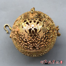 Antique miscellaneous collection antique gilt grape pattern incense ball balanced incense ball grape pattern incense ball