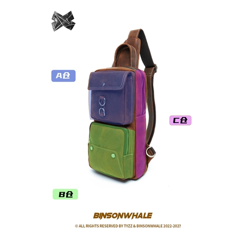 Сумка через плечо, кожаная нагрудная сумка, сумка на одно плечо, рюкзак, из натуральной кожи, воловья кожа