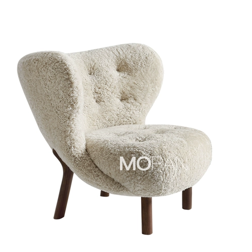 陌染 Датское настоящее шерстяное одно диван -стул Небольшой квартирный дизайнер Средний и повседневный диван из орехового ореха ягненка