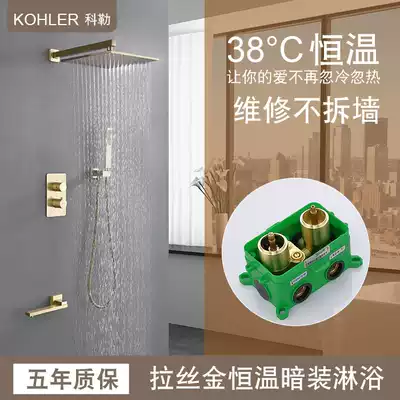 All copper brushed gold dark gray wall-mounted embedded wall outlet Embedded shower Bathroom set