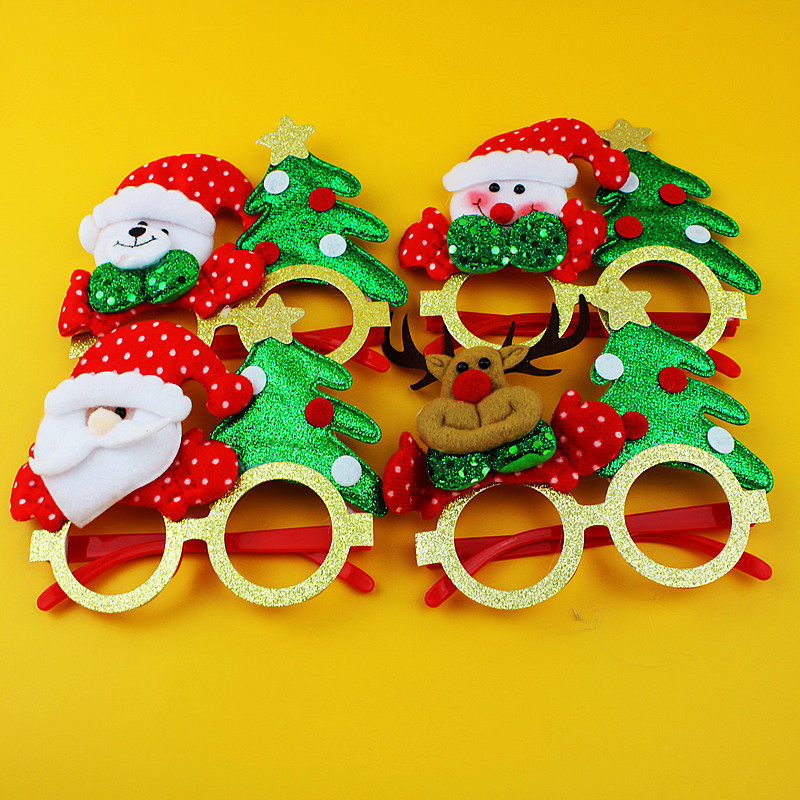 50pcs Christmas Glasses Frame Gifts Small Gifts Prizes Children's Toys Cute Cartoon Dress Up Photo Ornaments