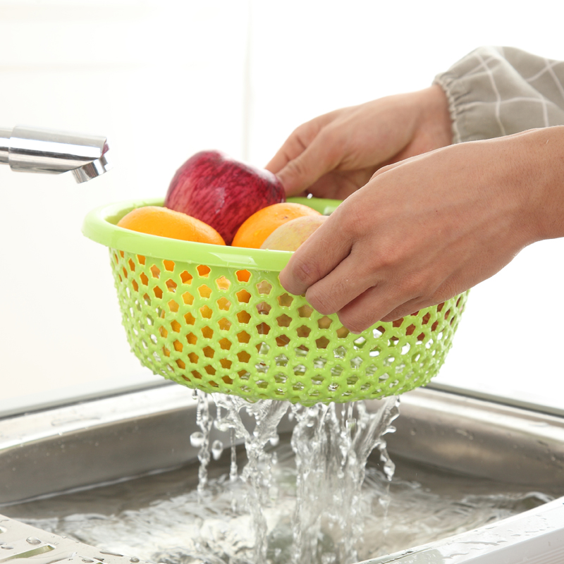 Kitchen Washing basket Leaching basket Large Number of plastic Vegetable Colorful Plastic Basket Round Large Containing Basket Fruit Basin