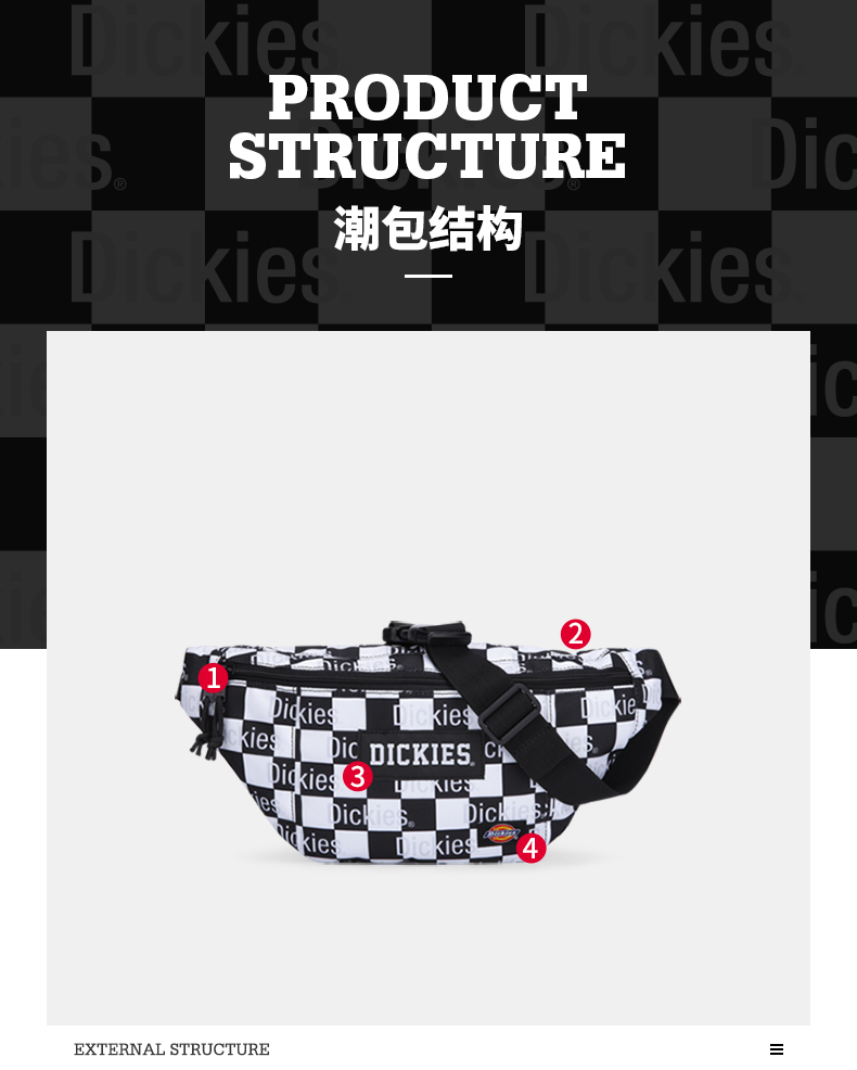 Thương hiệu Dickies thủy triều đen trắng với túi đeo vai in túi Messenger Túi nam sinh viên vải buồm thể thao túi ngoài trời - Túi của con người túi xách juno