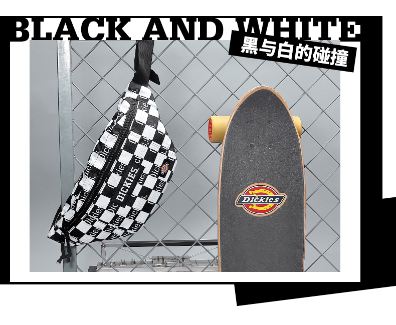 Thương hiệu Dickies thủy triều đen trắng với túi đeo vai in túi Messenger Túi nam sinh viên vải buồm thể thao túi ngoài trời - Túi của con người túi xách juno