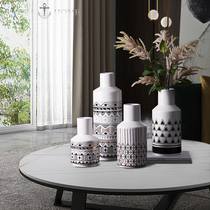Nordic creative light luxury Chinese modern minimalist dried flower ceramic dining table decoration vase flower ornaments living room flower arrangement