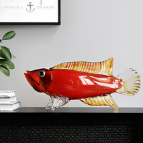Simple and modern light luxury glazed fish ornaments crafts living room porch fish tank wine cabinet TV cabinet home decorations