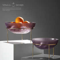 vingahome modern simple wrought iron glass fruit plate fruit basket living room coffee table table table household candy basin ornaments