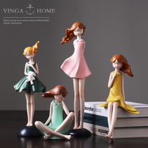 Modern Minima Cute Girl Character Resin Pendulum Children Room Princess Teen Bedroom Adornment Furnishing