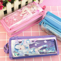 Miracle warm creative simple pencil bag girl into oil quicksand student pencil bag stationery box girl heart pen bag