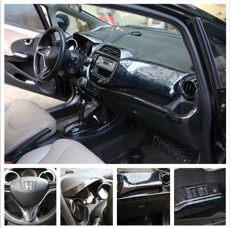 Suitable for 08-13 new FIT carbon fiber peach wood interior plaster retrofit with control panel platoon gear sticker