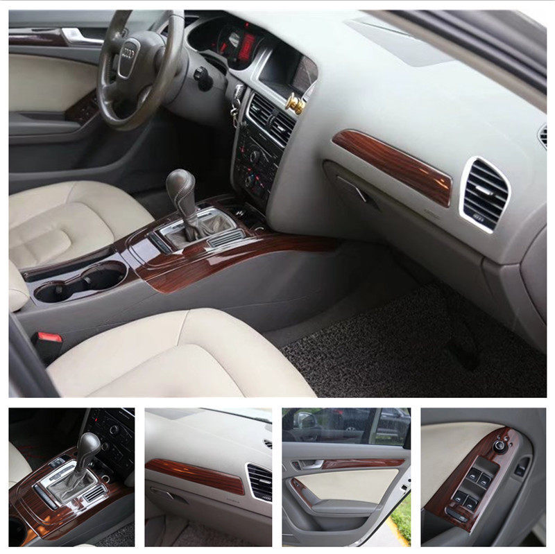 Suitable for 09-16 Audi A4L modified carbon fiber peach wood interior sticker central control gear panel power window