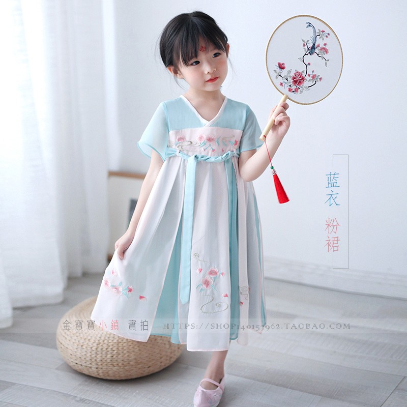 Han váy Trung Quốc gió Cô bé cổ tích cô gái chiếc váy thanh lịch mùa hè Girls cải thiện Tang váy siêu cổ tích váy