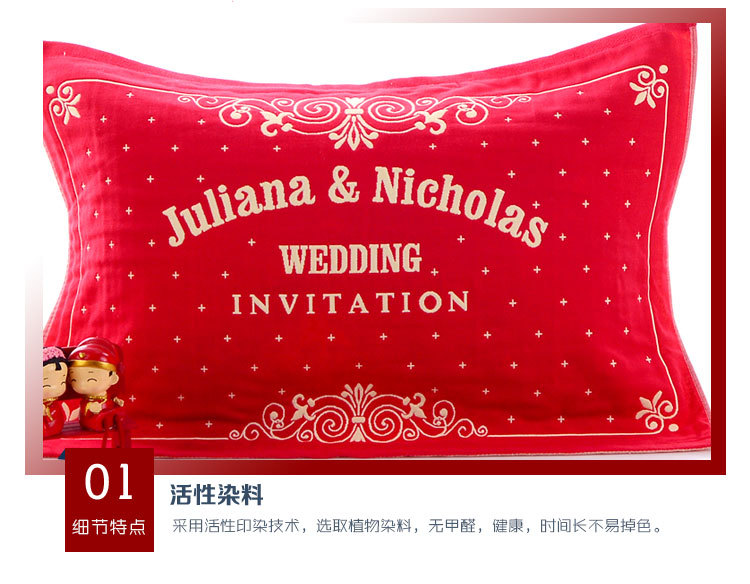Gạc kết hôn ba mô hình Hạnh phúc gối bao gồm một cặp lễ cưới đỏ váy cotton vài châu Âu chồng vợ - Khăn gối Ý tưởng từ khóa