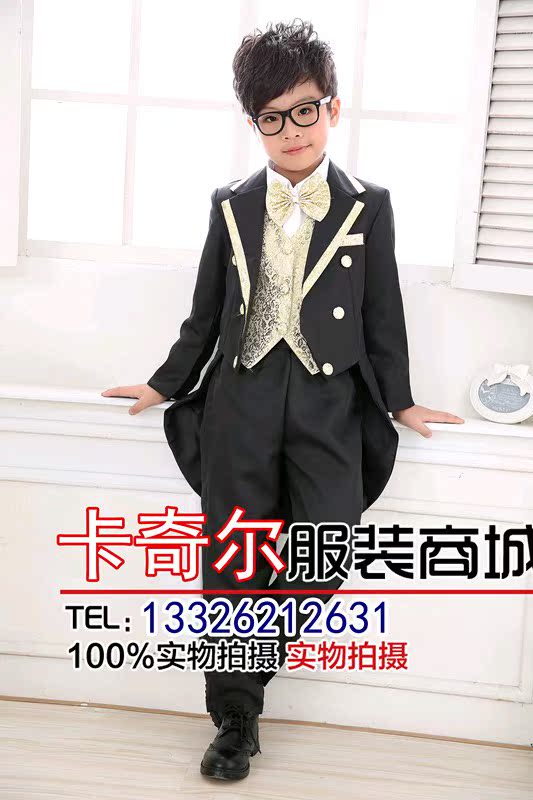 Trẻ em tuxedo Chàng trai Piano Trang phục Piano Mùa thu Mùa đông Hoa Cô gái Váy Chàng trai Đám cưới Bộ nhỏ váy công chúa cho bé gái