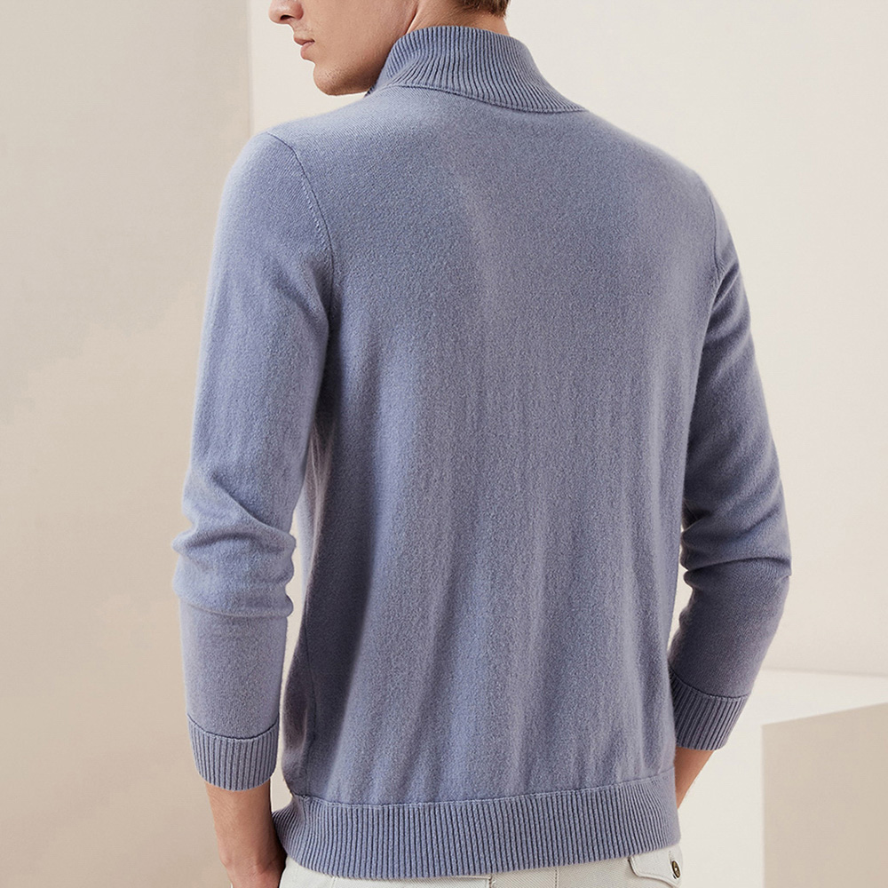 WDLS nhiều màu cashmere len dây kéo áo len dệt kim bán cao cổ thời trang đô thị của nam giới.