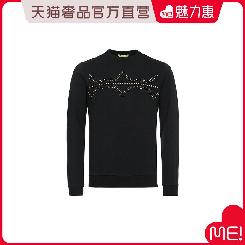 Versace Jeans Couture Black Beaded Cotton Men's Sweatshirt Sweatshirt