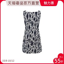 DIANE VON FURSTENBERG black and white cotton square collar diamond print women sleeveless dress DVF